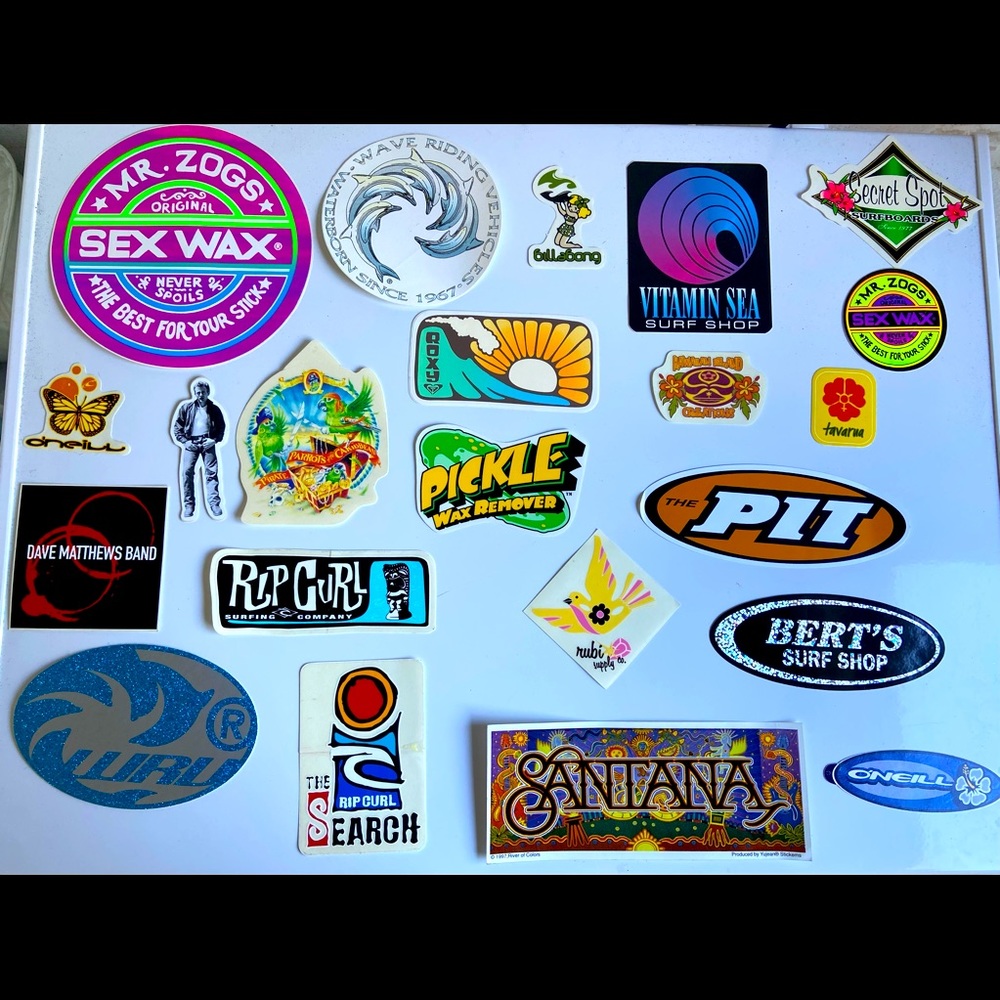 Surf shop and surf brand stickers and decals